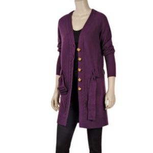 DvF MAKAYLA PLUM CASHMERE CARDIGAN - PETITE